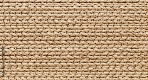 Close-up View of a Natural Woven Rattan Texture