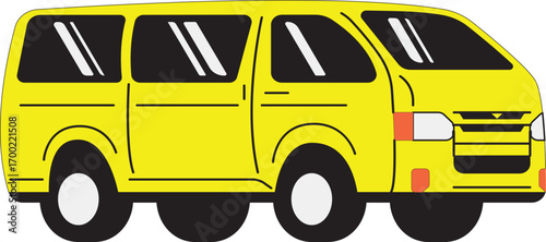 Vibrant yellow minibus illustration ready for transport projects, advertising, or engaging educational resources
