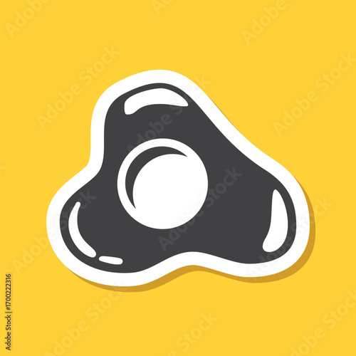 Fried egg sticker icon in flat style. Protein omelet vector illustration on isolated background. Scrambled breakfast sign business concept.