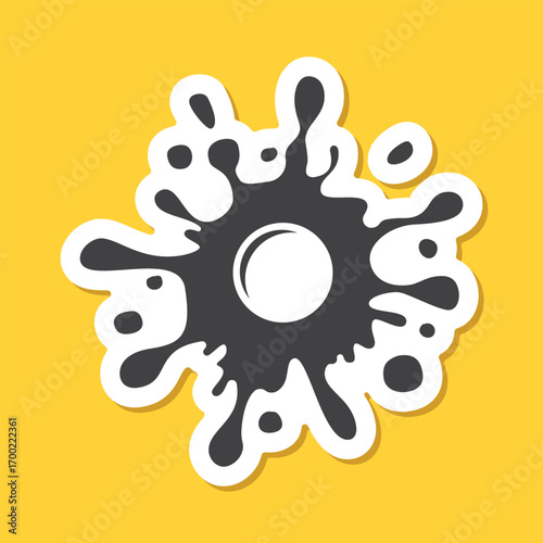 Fried egg sticker icon in flat style. Protein omelet vector illustration on isolated background. Scrambled breakfast sign business concept.