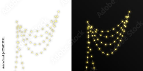 This is a Beautiful Christmas Garland adorned with Glowing LED Lights in Warm Yellow, perfect for Festive Decorations