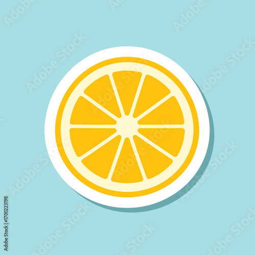 Φωτογραφία Lemon fruit sticker icon in flat style