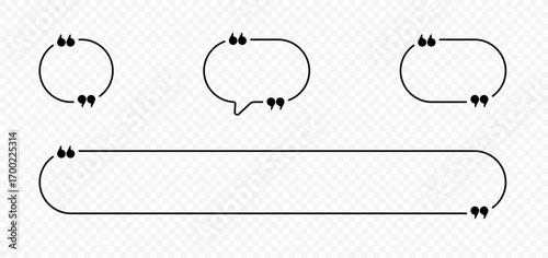 Quotation marks in round linear shape vector design