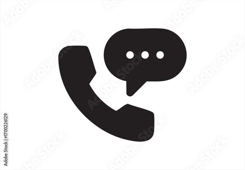 Phone Call with Chat Message Icon | Communication and Messaging Symbol | Vector Mobile Support Logo