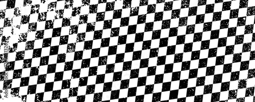 Racing flag sport background horizontal grunge checkered pattern vector design with empty space