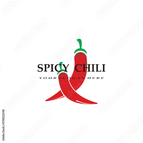 Chili Logo Design Template. Vector Illustration. Hot and spicy chili pepper logo