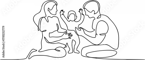 Family Line Drawing - Mom, Da...