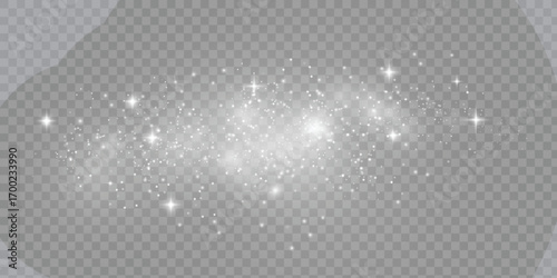 Bokeh whiteabstract glow light glitter PNG, bright shimmer PNG for holiday magic. Overlay decoration on transparent background adds elegance to party and winter themes.
