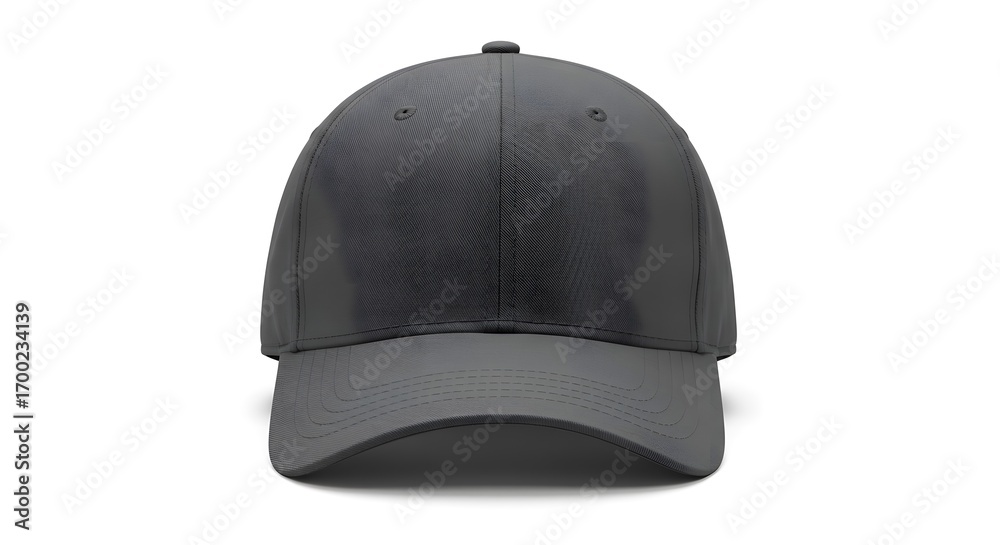 Fototapeta premium Blank Dark Grey Baseball Cap Front View Isolated on White Background for Mockup and Customization