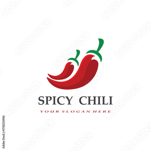 Chili Logo Design Template. Vector Illustration. Hot and spicy chili pepper logo