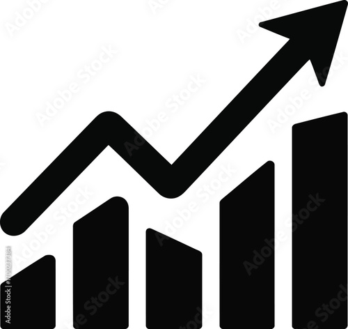 Black silhouette of a rising arrow graph indicating financial growth and positive business performance over time