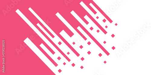 Diagonal geometric lines background. Pink drop on white color diagonal. Abstract background with color square shapes. Vector illustration. Square Lines Halfton style. Element for design.
