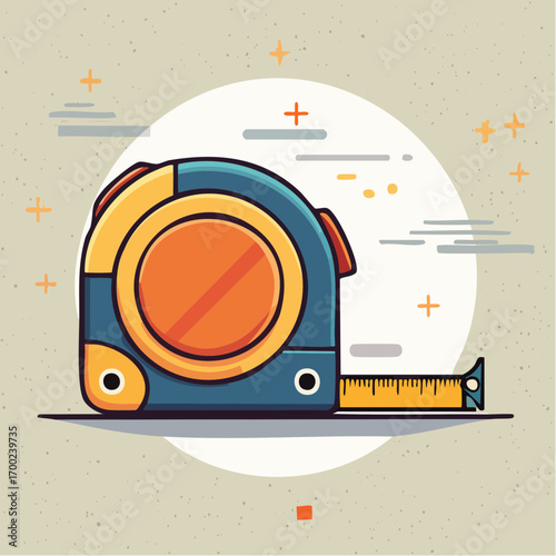 Blue And Orange Retractable Tape Measure Illustration