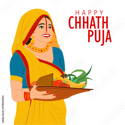 Women doing prayer of sun on Chhath Puja Indian Bihari festival celebration