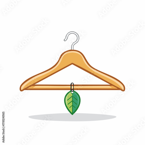 Wooden Clothes Hanger With Green Leaf Eco Friendly Fashion