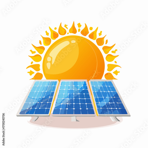 Three Solar Panels Under Bright Sun
