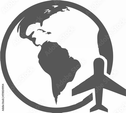 Planet earth with airplane si...