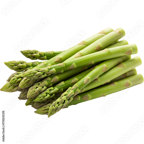 Abundant bundle of fresh bright green asparagus spears artfully arranged on a deep black background.