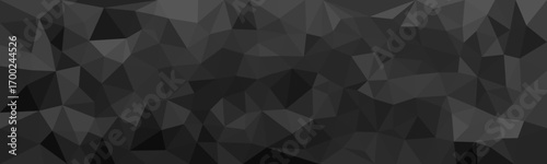 Dark abstract polygon background with geometric low poly pattern in black and gray tones.