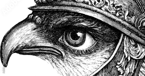 Vintage engraving style of athena's eye in classical greek art