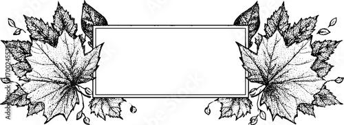 Autumn leaf frame in vintage engraving style for seasonal design