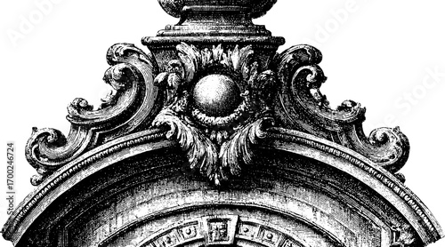 Baroque architectural ornament in vintage engraving style for design projects
