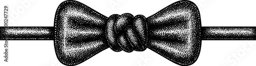Vintage bow tie silhouette in engraving style for retro design and decor