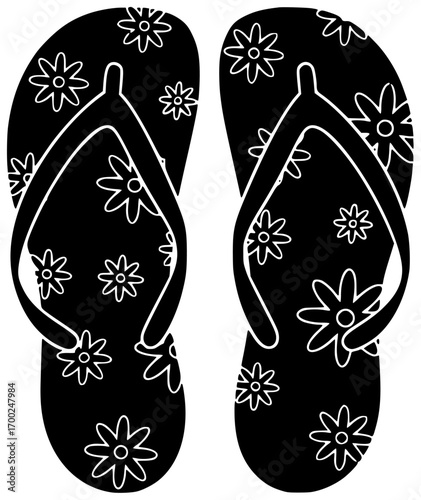 beach illustration vacation silhouette summer logo holiday icon travel outline tropical footwear leisure fashion pair sand sea relaxation flip shape lifestyle vector graphic background