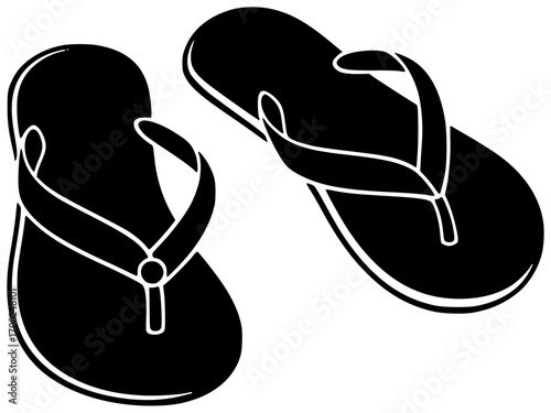 beach illustration vacation silhouette summer logo holiday icon travel outline tropical footwear leisure fashion pair sand sea relaxation flip shape lifestyle vector graphic background