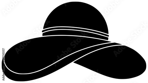 summer illustration sun silhouette hat logo vacation icon travel outline beach holiday woman sea tropical fashion collection protection sunglasses shape suntan vector graphic background