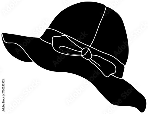 summer illustration sun silhouette hat logo vacation icon travel outline beach holiday woman sea tropical fashion collection protection sunglasses shape suntan vector graphic background