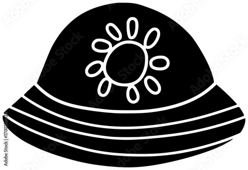 summer illustration sun silhouette hat logo vacation icon travel outline beach holiday woman sea tropical fashion collection protection sunglasses shape suntan vector graphic background