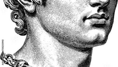 Classical portrait of david in vintage engraving style for art and design