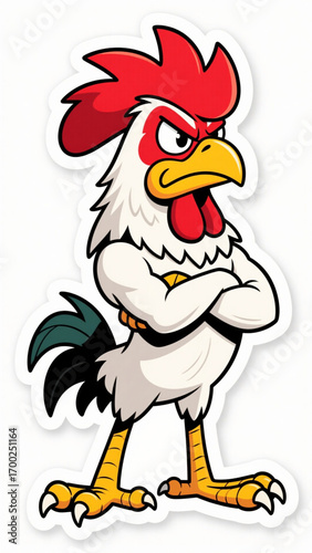 Cartoon style angry rooster