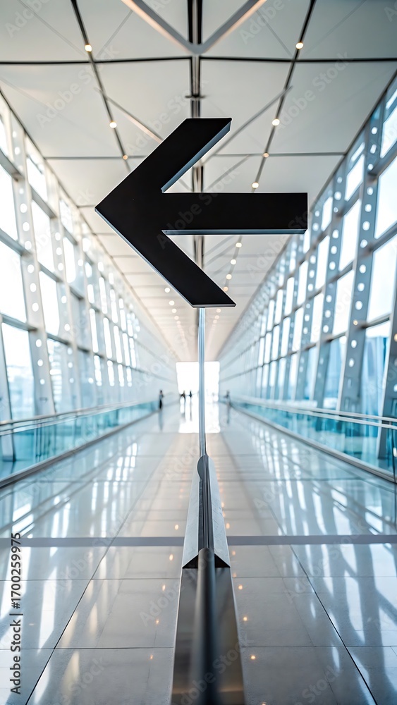 Obraz premium Black arrow sign modern glass walkway image