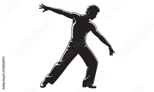 Single Dance Man Vector Silhouette | Street Style Hip Hop | Solo Freestyle Clipart