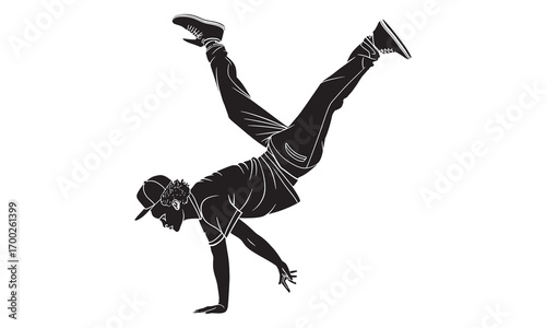 Dance Man Silhouette Vector Set | Hip Hop Moves Clipart | Street Style Outline