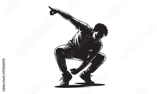 Urban Dance Man Silhouette | Street Style Hip Hop Vector | Freestyle Clipart