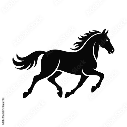 Stylized black silhouette of a galloping horse vector illustration scalable eps icon silhouette vector illustration white background