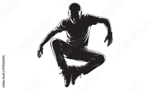 Hip Hop Dance Man Silhouette | Modern Street Dancer Vector | Break Style Clipart