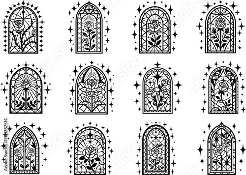 Gothic Rose Stained Glass SVG