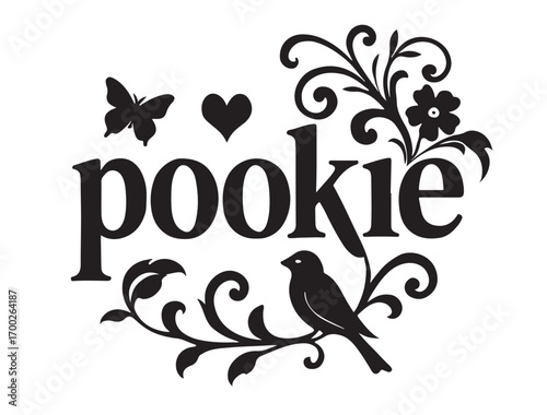 pookie typography in silhouette