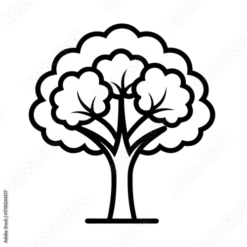 eucalyptus tree with soul black outline vector on white background 