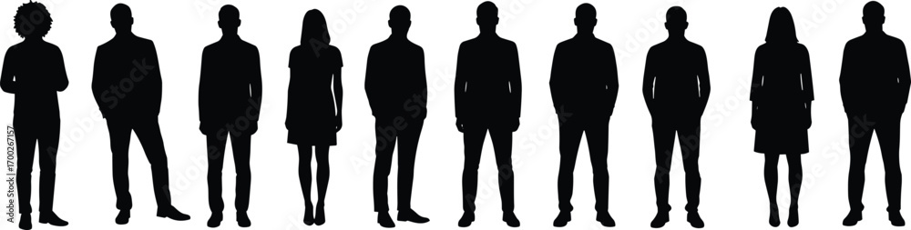 custom made wallpaper toronto digitalGroup of Business People Silhouettes Standing Together, Diverse Men and Women, Professional Team, Collaboration, Unity, Corporate Workforce Concept