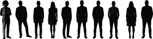 Wallpaper Mural Group of Business People Silhouettes Standing Together, Diverse Men and Women, Professional Team, Collaboration, Unity, Corporate Workforce Concept Torontodigital.ca