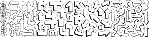 Hand drawn arrow collection conveying movement, direction, and choice for modern designs and wayfinding