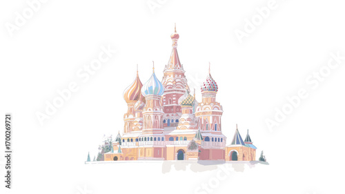 Saint Basils Cathedral. Saint Basils Cathedral watercolor vector illustration