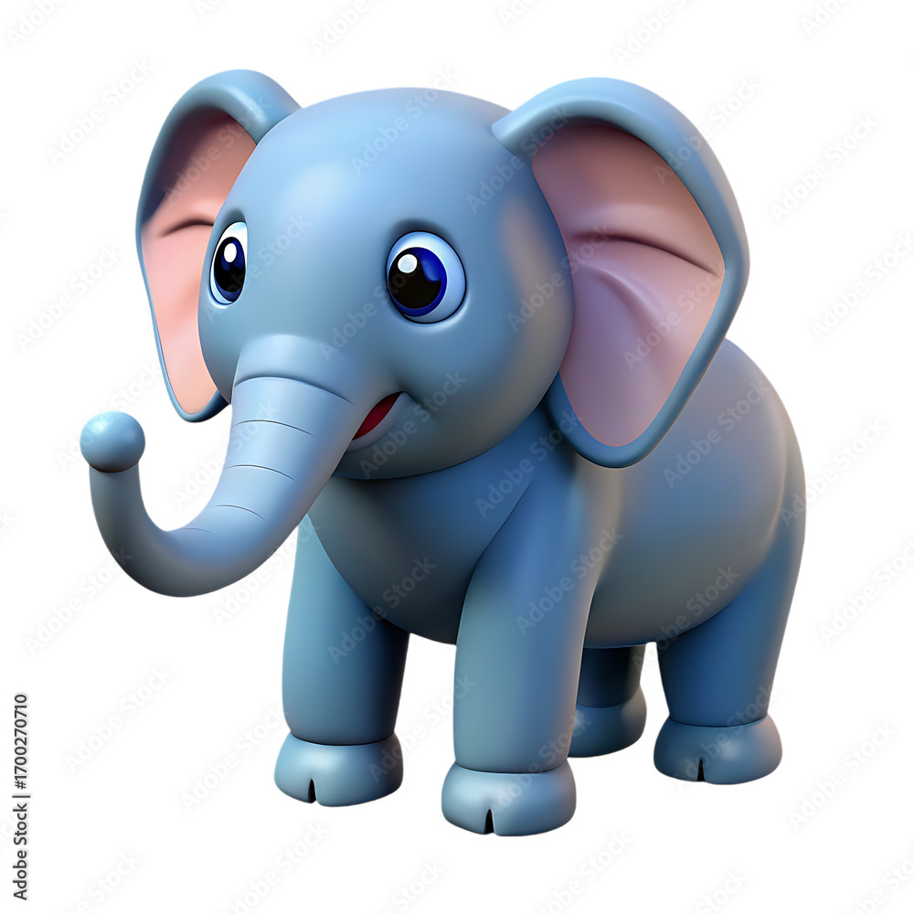 Naklejka premium Adorable blue cartoon baby elephant with big eyes