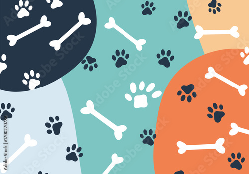 Playful paw prints and bone patterns in fun colors