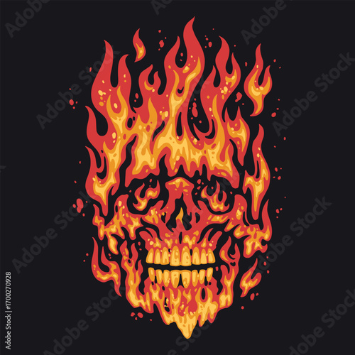 Artistic flame skull design with vibrant colors